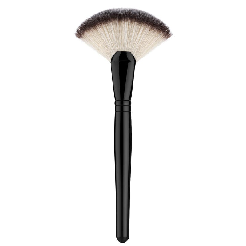 Luxspire Fan Makeup Brush, Luxspire Professional Highlighting Make Up Brush Blush Bronzer Cheekbones Brush, Single Large Soft & Dense Face Blush Powder Foundation Brushes Make Up Tool, Black - Image 1
