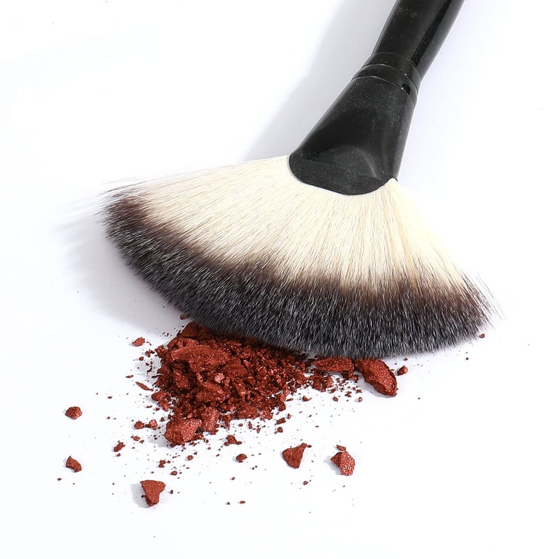 Luxspire Fan Makeup Brush, Luxspire Professional Highlighting Make Up Brush Blush Bronzer Cheekbones Brush, Single Large Soft & Dense Face Blush Powder Foundation Brushes Make Up Tool, Black - Image 5