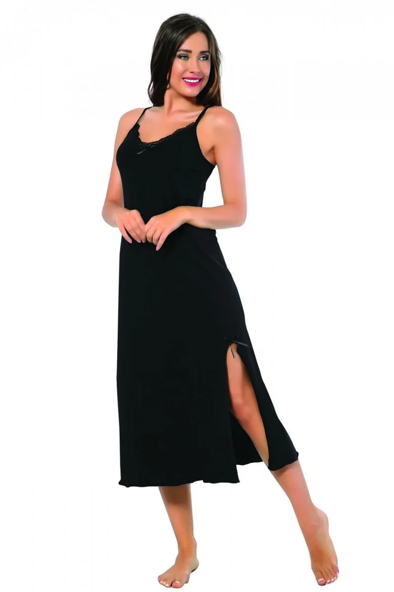 اكبينيز Women's Long Nightgown With Rope Strap 901