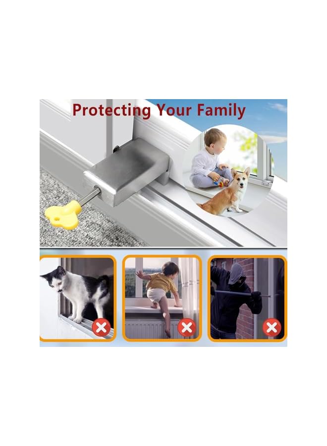 The Bros Sliding Window Lock - Window Stop, Durable Metal, Key Included, For Bedroom, Living Room, Terrace, Office (Stainless Steel Version) - Image 3