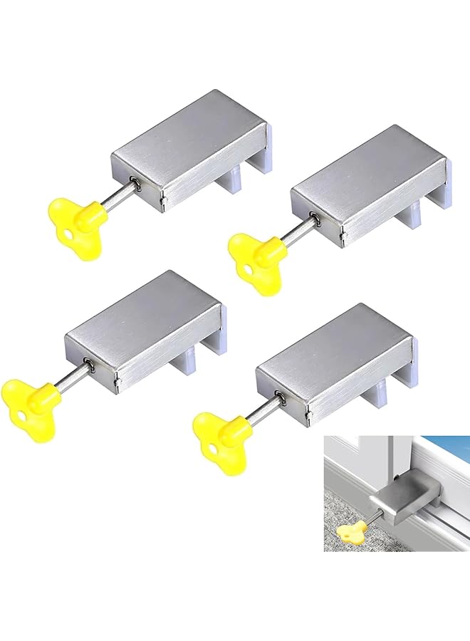 The Bros Sliding Window Lock - Window Stop, Durable Metal, Key Included, For Bedroom, Living Room, Terrace, Office (Stainless Steel Version) - Image 1