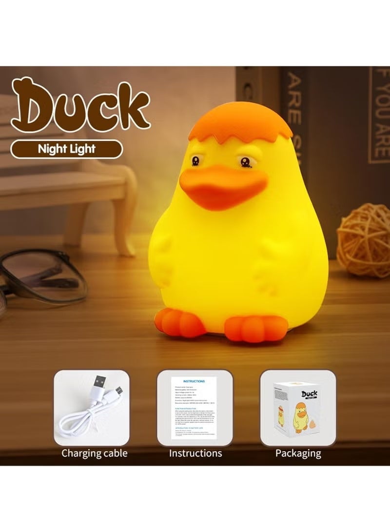 BlueFire Duck Silicone Night Light Timer - Rechargeable, Dimmable, Touch Bedside Lamp, Cute Squishy Table Decor for Kids & Adults, Warm White LED Mood Light for Bedroom, Nursery, Living Room - Image 1