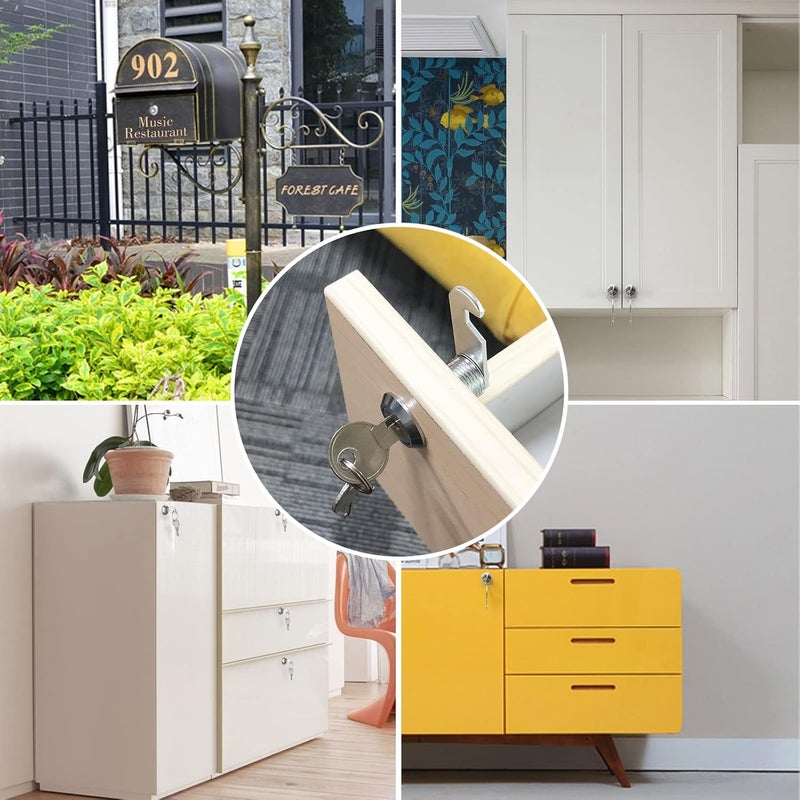 Hecfu 1 Pack Cabinet Locks with Keys, 5/8" Cam Lock keyed Alike, Secure Drawer File Cabinet Mailbox Lock Replacement RV Storage Locks, Zinc Alloy - Image 5