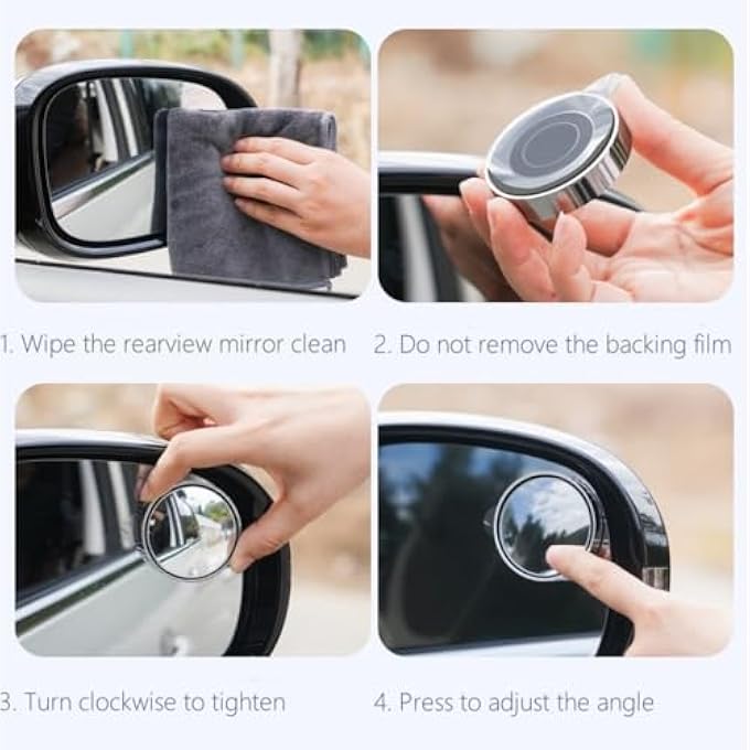 ريحني مرآة خلفية للسيارة نقطة عمياء، زجاج HDR دائري، مرآة خلفية محدبة للسيارات، سيارات الفان، سيارات الدفع الرباعي والشاحنات، ملحقات السيارات بحجم 55 مم أسود 2 عبوة - Image 5