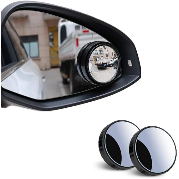 ريحني مرآة خلفية للسيارة نقطة عمياء، زجاج HDR دائري، مرآة خلفية محدبة للسيارات، سيارات الفان، سيارات الدفع الرباعي والشاحنات، ملحقات السيارات بحجم 55 مم أسود 2 عبوة - Image 1