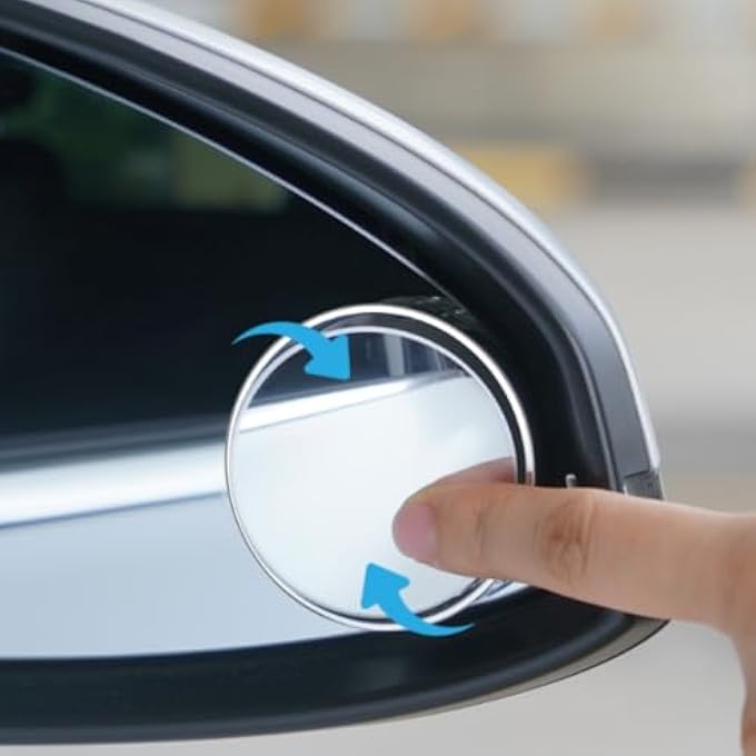 ريحني مرآة خلفية للسيارة نقطة عمياء، زجاج HDR دائري، مرآة خلفية محدبة للسيارات، سيارات الفان، سيارات الدفع الرباعي والشاحنات، ملحقات السيارات بحجم 55 مم أسود 2 عبوة - Image 4