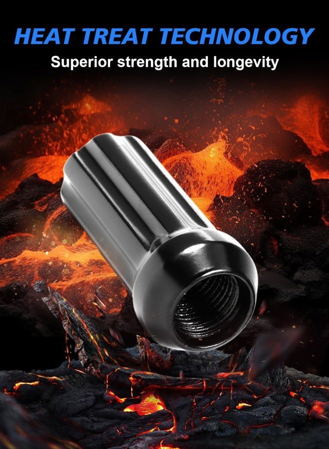 TAGMORE 24pcs M14x1.5 Spline Lug Nuts - Compatible with Chevrolet Tahoe/Suburban/Silverado, GMC Yukon/Sierra 1500, Ford Expedition, One-Piece Design Factory Wheel Lug Nut Set with Socket Key (Black) - Image 3