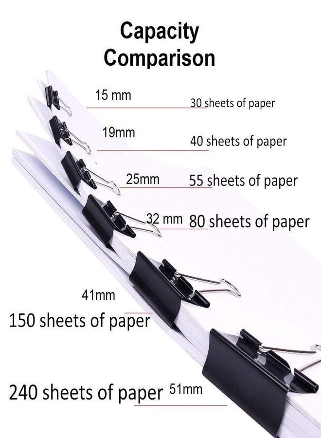 Luxoper Black 25mm Metal Paper Clips Set of 72- Office Binder Clips, Stationery Accessories, Binding Clips for Papers, Office Supplies, Paper Clip Set for School and Home Use - Image 2
