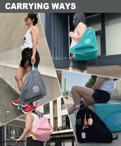 HEXIFUL Skate Bag to Carry Ice Skates, Inline Skates, Roller Skates and Quad Skates for Both Kids and Adults (Grey/Blue) - Image 2