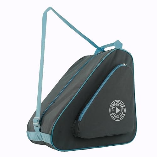 HEXIFUL Skate Bag to Carry Ice Skates, Inline Skates, Roller Skates and Quad Skates for Both Kids and Adults (Grey/Blue) - Image 1