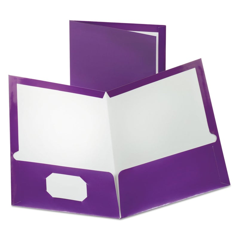Oxford Metallic Two-Pocket Folders, Purple, Letter Size, 25 per box (5049526), 8-1/2 x 11 Inches - Image 1