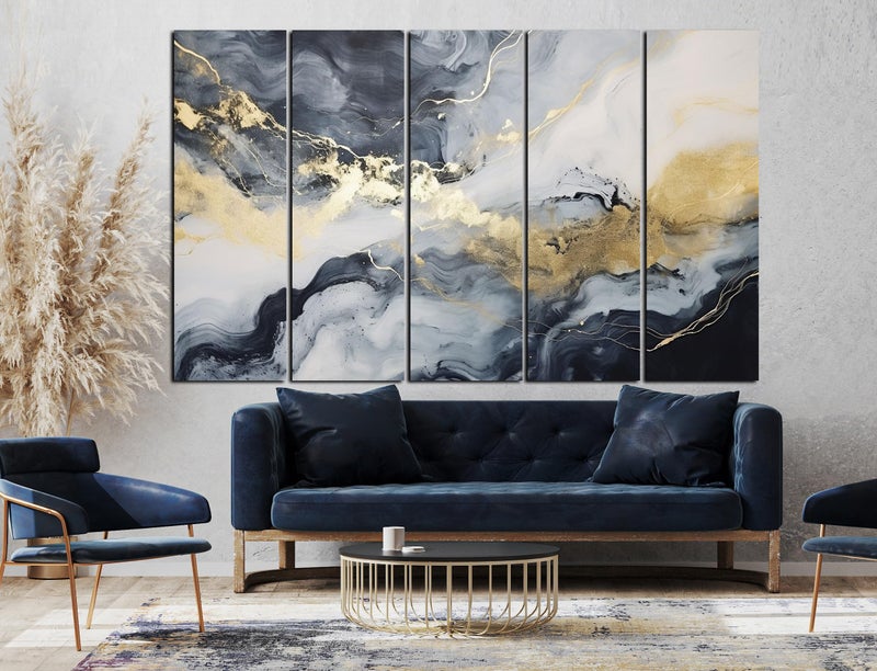 CN RETAILS Abstract Paintings for Living Room Big Size | Framed Wall Paintings for Home Decoration | Hanging Abstract Art Painting | Set of 5 Frames (48x30) ss03_01 - Image 2