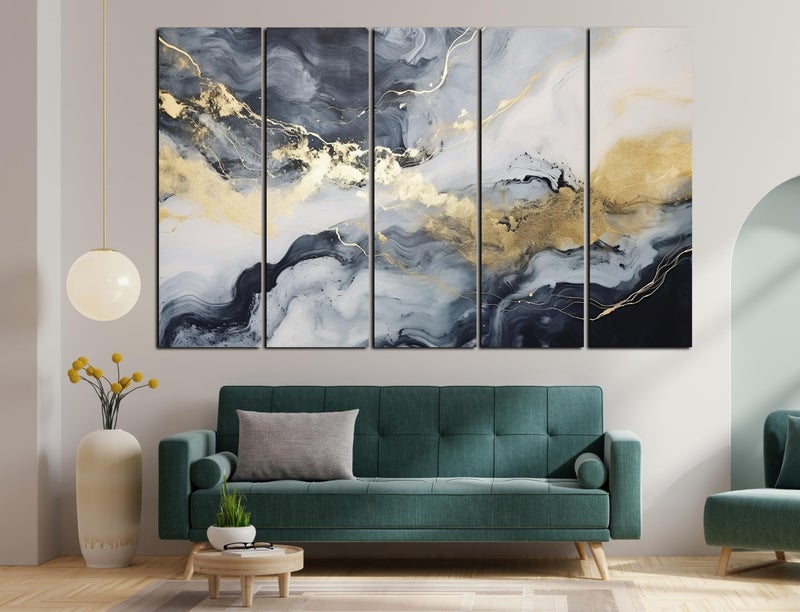 CN RETAILS Abstract Paintings for Living Room Big Size | Framed Wall Paintings for Home Decoration | Hanging Abstract Art Painting | Set of 5 Frames (48x30) ss03_01 - Image 1