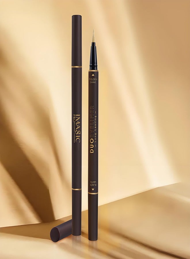 Wismee Double Head Eyeliner Pen, Waterproof Liquid Eyeliner, Long-Lasting, High-Pigmented Liner, Vegan & Cruelty-Free, Black & Gold - Image 5