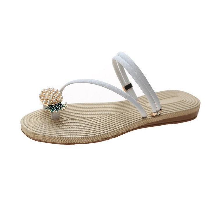 2022 New Korean Version Of The Toe Shoes Two Wear Flat Pineapple Fairy Wind Sandals And Slippers Tide A Generation Of Hair