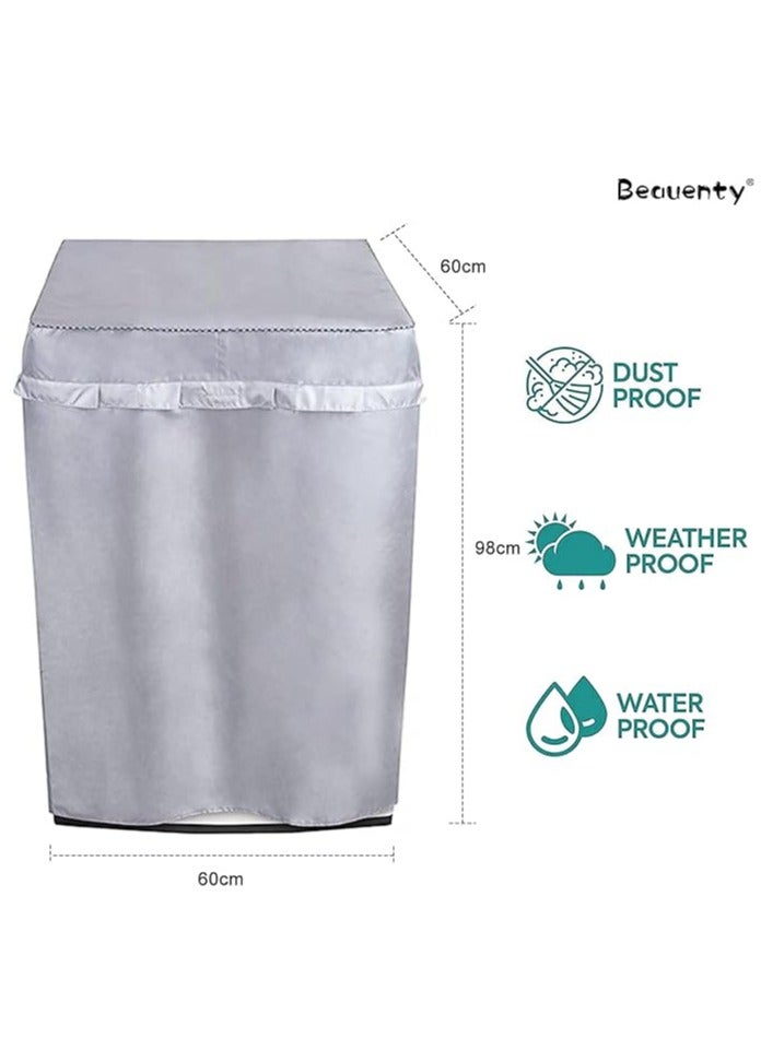 DUNISO غطاء غسالة، قماش أكسفورد مطلي بالفضة مقاوم للماء، مضاد للغبار، وغطاء واقي من الشمس، مناسب للغسالات الأوتوماتيكية بالكامل وغطاء مجفف الغسالة، فضي (XL) - Image 2