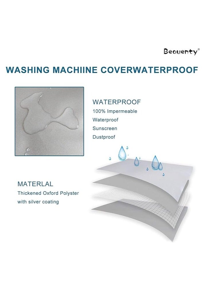 DUNISO غطاء غسالة، قماش أكسفورد مطلي بالفضة مقاوم للماء، مضاد للغبار، وغطاء واقي من الشمس، مناسب للغسالات الأوتوماتيكية بالكامل وغطاء مجفف الغسالة، فضي (XL) - Image 3
