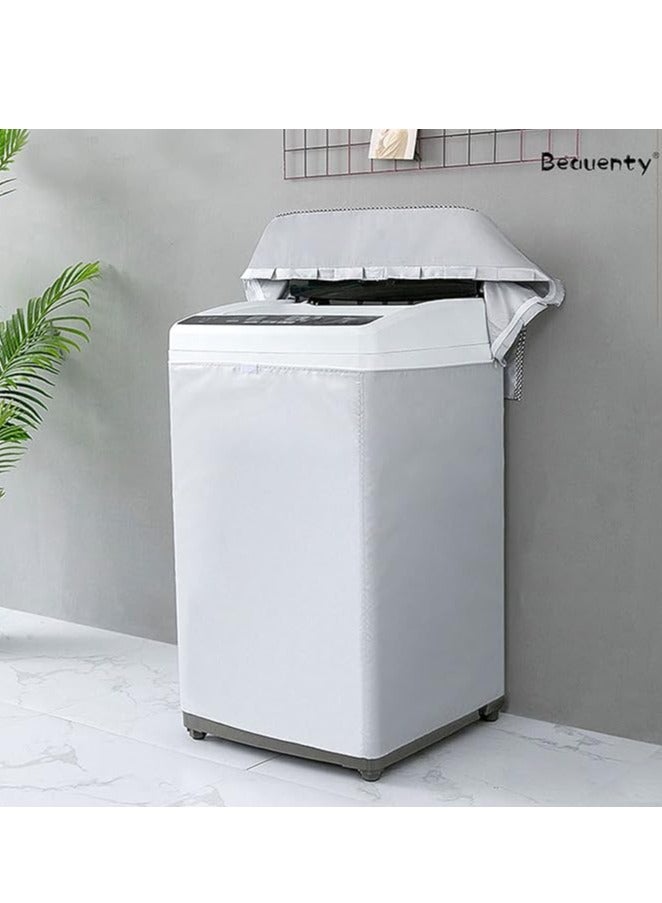 DUNISO غطاء غسالة، قماش أكسفورد مطلي بالفضة مقاوم للماء، مضاد للغبار، وغطاء واقي من الشمس، مناسب للغسالات الأوتوماتيكية بالكامل وغطاء مجفف الغسالة، فضي (XL) - Image 5