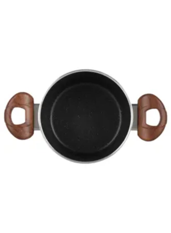 Homi Plus Cooking Pot, 18cm, Granite - Black with wooden handle - Image 2