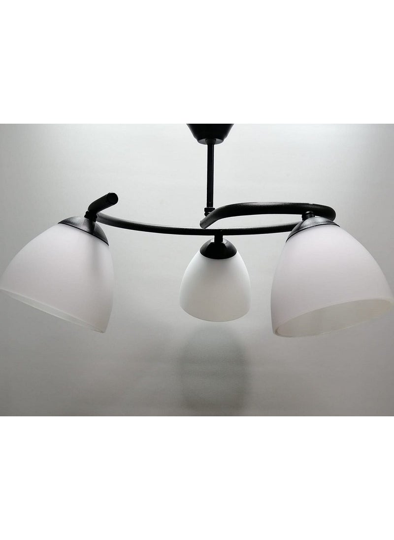 Mylights Triple White Opal Glass Chandelier Sports Chandelier  - Image 2