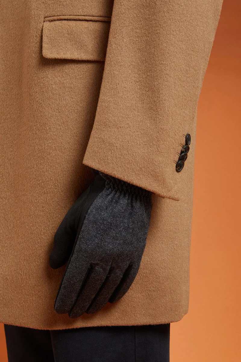 Doppelganger Men's tweed gloves - Anthracite/Black