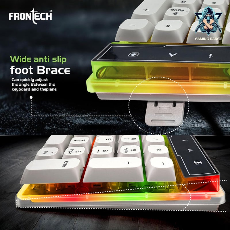 FRONTECH Wired Nova Knight Gaming Keyboard & Mouse Set | LED Rainbow Backlit | 104 Keys | USB Plug & Play | Up to 1600 DPI Mouse | Durable Build | (KB-0045, White + Green) - Image 5