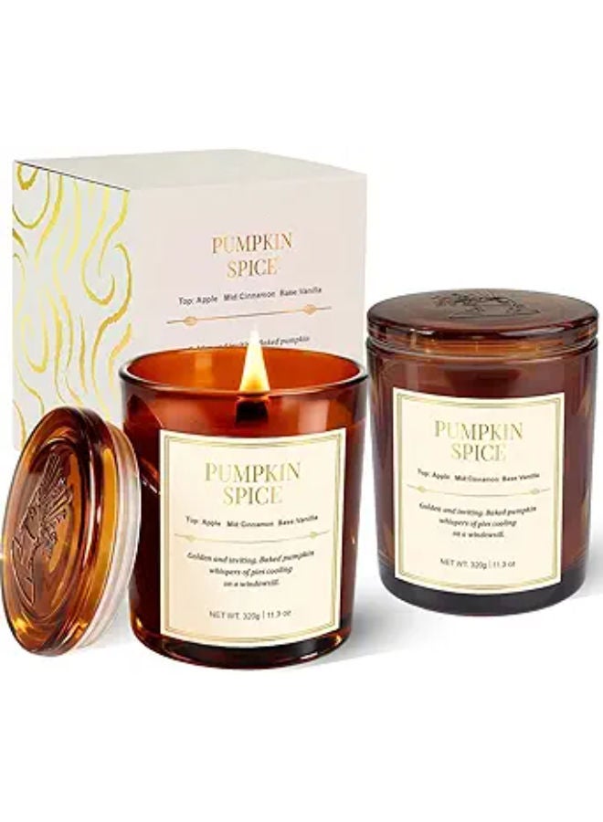 2 Pack Wooden Wick Pumpkin Spice Scented Candles - Image 1