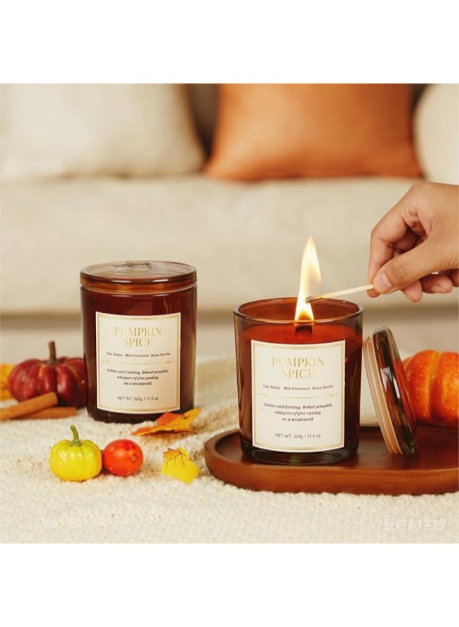2 Pack Wooden Wick Pumpkin Spice Scented Candles - Image 2