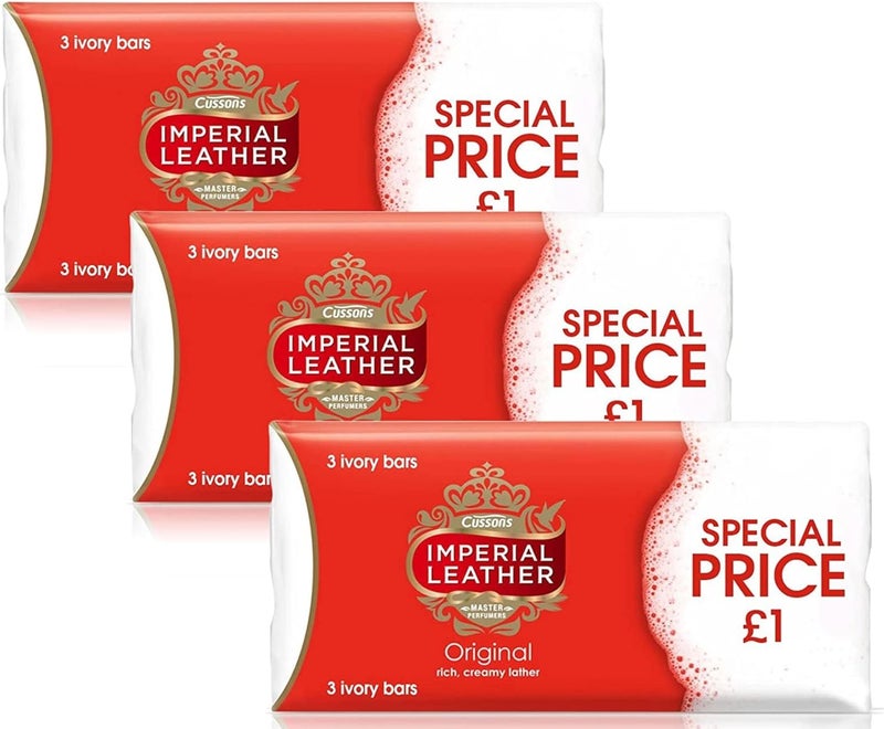 Imperial Leather 9 x CUSSONS IMPERIAL LEATHER ORIGINAL SOAP BAR 100g 3 MULTIPACK 3 x 100g