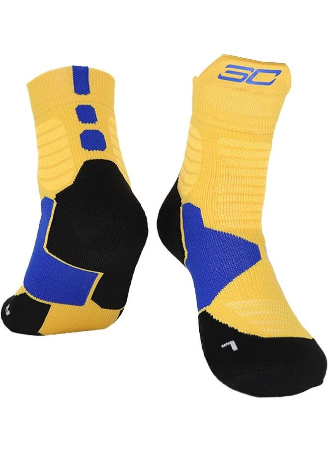 Ant Elite Basketball Socks for Men & Boys, Cushioned Athletic Breathable Mid Sock, Running Training Compression Thick Socks Yellow/Blue/Black  - Image 1