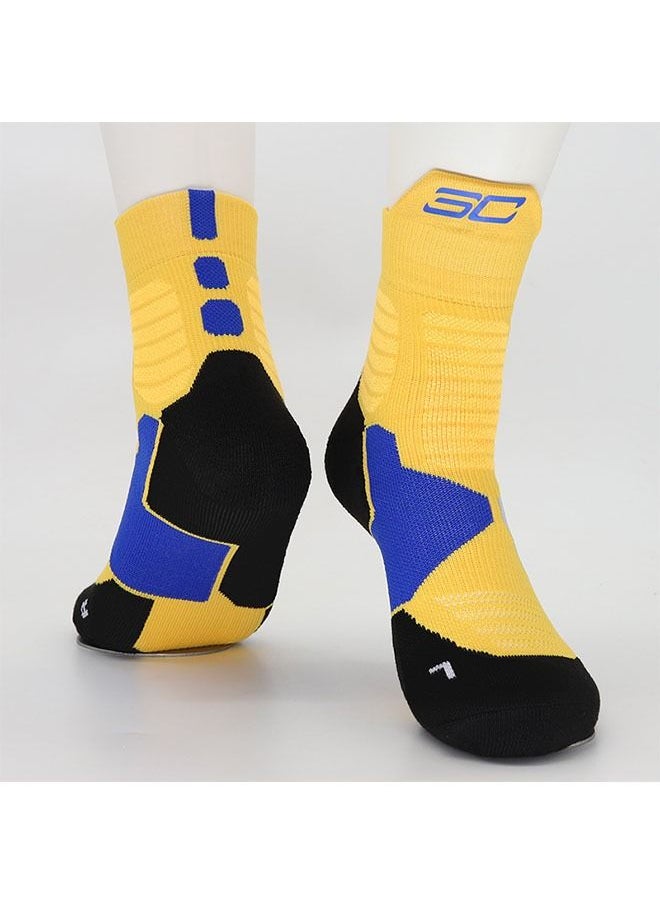 Ant Elite Basketball Socks for Men & Boys, Cushioned Athletic Breathable Mid Sock, Running Training Compression Thick Socks Yellow/Blue/Black  - Image 4