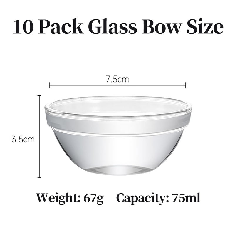 Orkim 3in 2.5oz Small Clear Glass Ramekins Custard Bowls, 10 Pack Mini Glass Dipping Sauce Cups Pinch Bowl, Little Kitchen Condiment Ingredient Prep Salad Dishes, Dishwasher Microwave Freezer Safe - Image 2