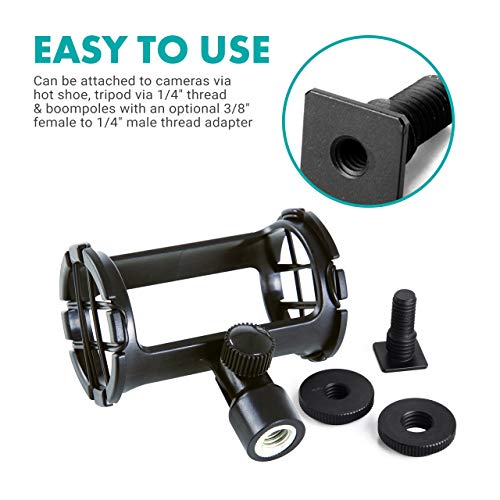 Movo SMM1 Microphone Shock Mount with Camera Cold Shoe for Shotgun Microphones 19-25mm in Diameter (Including Rode NTG-1, NTG-2, Sennheiser MKE-600) - Image 4