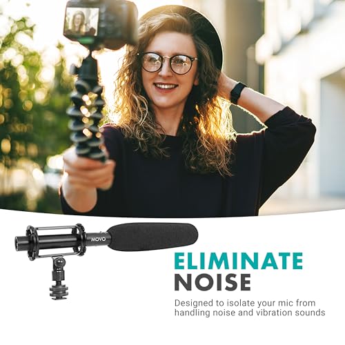Movo SMM1 Microphone Shock Mount with Camera Cold Shoe for Shotgun Microphones 19-25mm in Diameter (Including Rode NTG-1, NTG-2, Sennheiser MKE-600) - Image 3