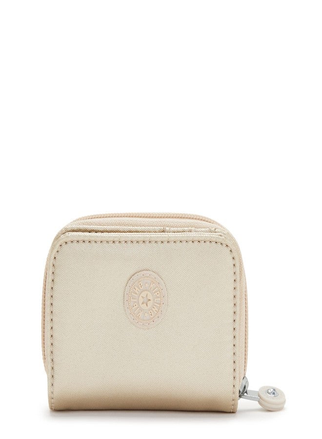 KIPLING KIPLING Kipling Womens Women's Tops Wallet, Compact, Practical, Nylon Travel Card Holder Wallets, Starry Gold Metallic, 3 L x 4.125 H 1 D US - Image 1