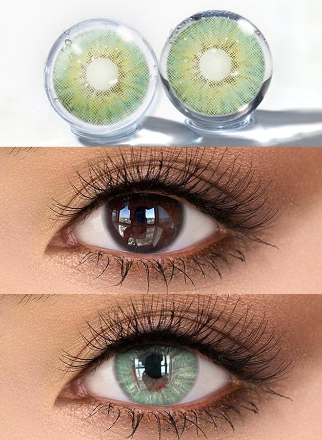 عيون غامضة عدسات لاصقة ملونة من Mystic Eyes بلون أوربن جرين لمدة ستة أشهر 14.20 مم بدرجة خضراء منعشة - Image 4