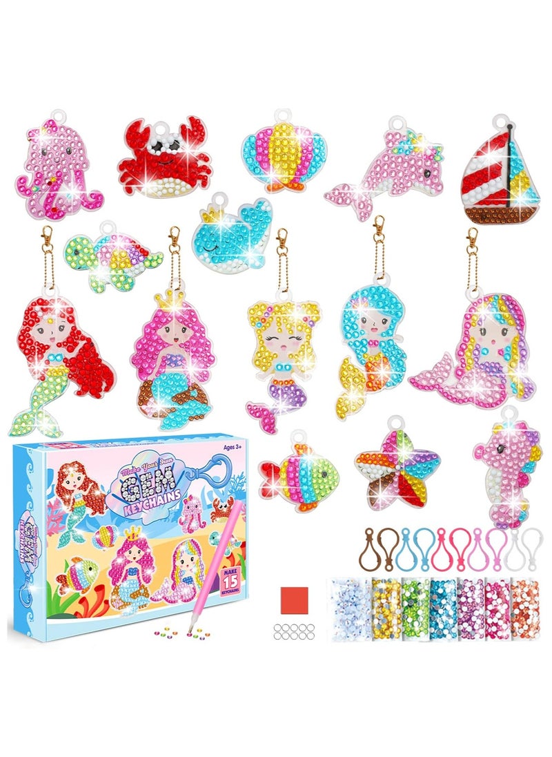 DELGREEN Diamond Painting Kit For Kids with Keychains, Crafts for Girls Ages 6-12, Diamond Art for Kids, Diamond Dot Gem Art Kits for Kids, Kids Arts and Crafts for Kid Ages 6-12, Unicorn Painting Kit  - Image 1