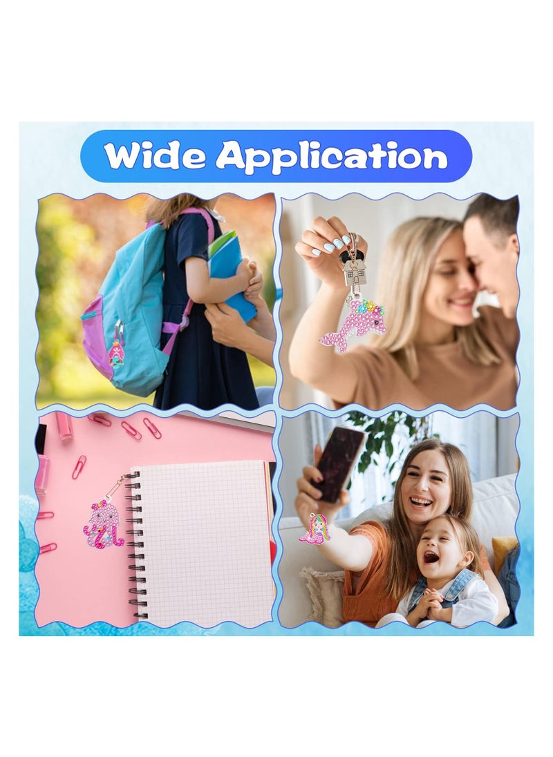 DELGREEN Diamond Painting Kit For Kids with Keychains, Crafts for Girls Ages 6-12, Diamond Art for Kids, Diamond Dot Gem Art Kits for Kids, Kids Arts and Crafts for Kid Ages 6-12, Unicorn Painting Kit  - Image 4