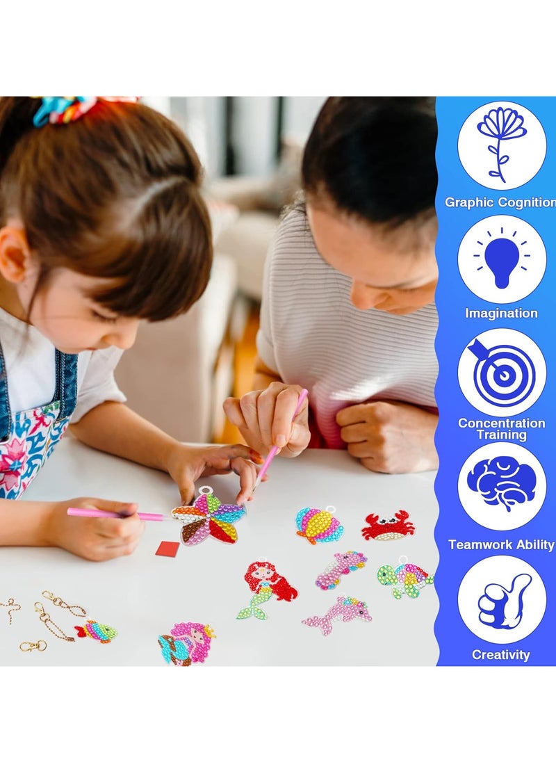 DELGREEN Diamond Painting Kit For Kids with Keychains, Crafts for Girls Ages 6-12, Diamond Art for Kids, Diamond Dot Gem Art Kits for Kids, Kids Arts and Crafts for Kid Ages 6-12, Unicorn Painting Kit  - Image 5