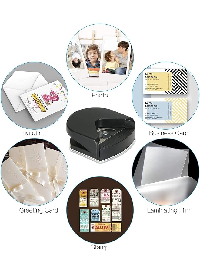 إيروريكس أداة تقطيع زوايا ورقية دائرية مقاس 4 مم R4 لبطاقات الصور وأدوات تقطيع ورقية دائرية صغيرة سوداء من البلاستيك أداة تقطيع زوايا ورقية - Image 2