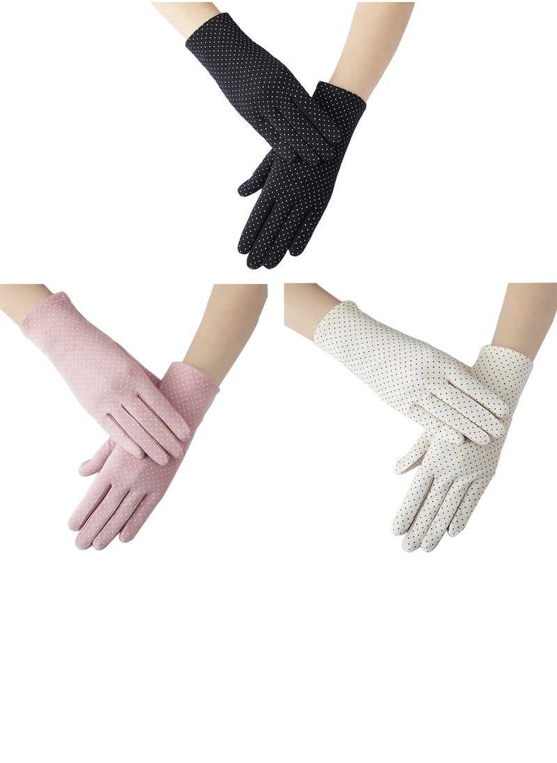 Generic 3 Pairs Women UV Gloves Sun Protection Driving Gloves Summer Sunblock Gloves for Driving Riding Outdoor  - Image 1