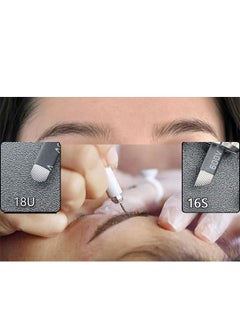 Realfrog 10 Pieces Disposable 0.18mm Microblading Blade Fine Needles Permanent Makeup Curve Brow Manual Eyebrow Embroidery Tattoo Microblade Needles - U18 Pins Shape  - Image 4