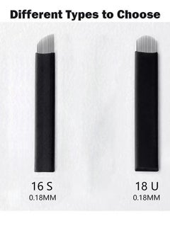 Realfrog 10 Pieces Disposable 0.18mm Microblading Blade Fine Needles Permanent Makeup Curve Brow Manual Eyebrow Embroidery Tattoo Microblade Needles - U18 Pins Shape  - Image 5