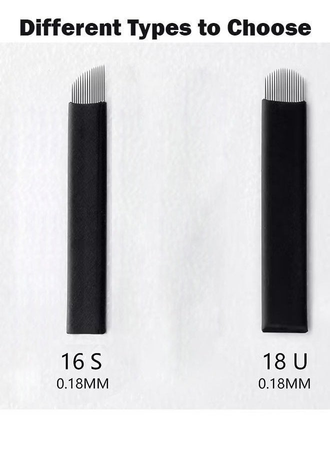 Realfrog - 10 Pieces Disposable 0.18mm Microblading Blade Fine Needles Permanent Makeup Curve Brow Manual Eyebrow Embroidery Tattoo Microblade Needles - U18 Pins Shape - Image 1