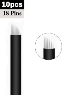 Realfrog 10 Pieces Disposable 0.18mm Microblading Blade Fine Needles Permanent Makeup Curve Brow Manual Eyebrow Embroidery Tattoo Microblade Needles - U18 Pins Shape  - Image 1