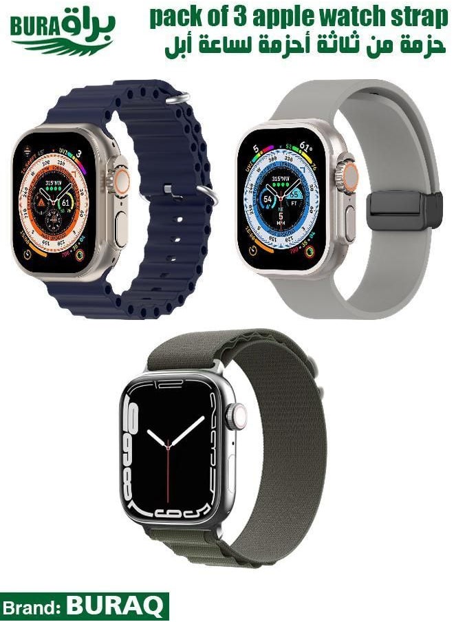BURAQ - Apple Watch Band Strap For Apple Watch Ultra 2/Ultra 49mm, Series 10 46mm, 9/8/7 45mm, SE2/SE/6/5/4 44mm, 3/2/1 42mm - Image 1