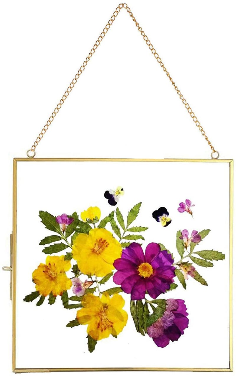 ARTINCO Art India Collections Home Decor Brass, Glass and Metal Hanging Picture Frame, with 2 Sides - 6 x 6 inch (Golden) ,Wall Mount - Image 4