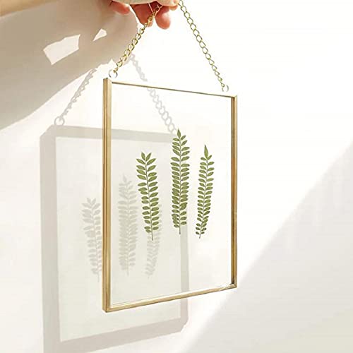 ARTINCO Art India Collections Home Decor Brass, Glass and Metal Hanging Picture Frame, with 2 Sides - 6 x 6 inch (Golden) ,Wall Mount - Image 1
