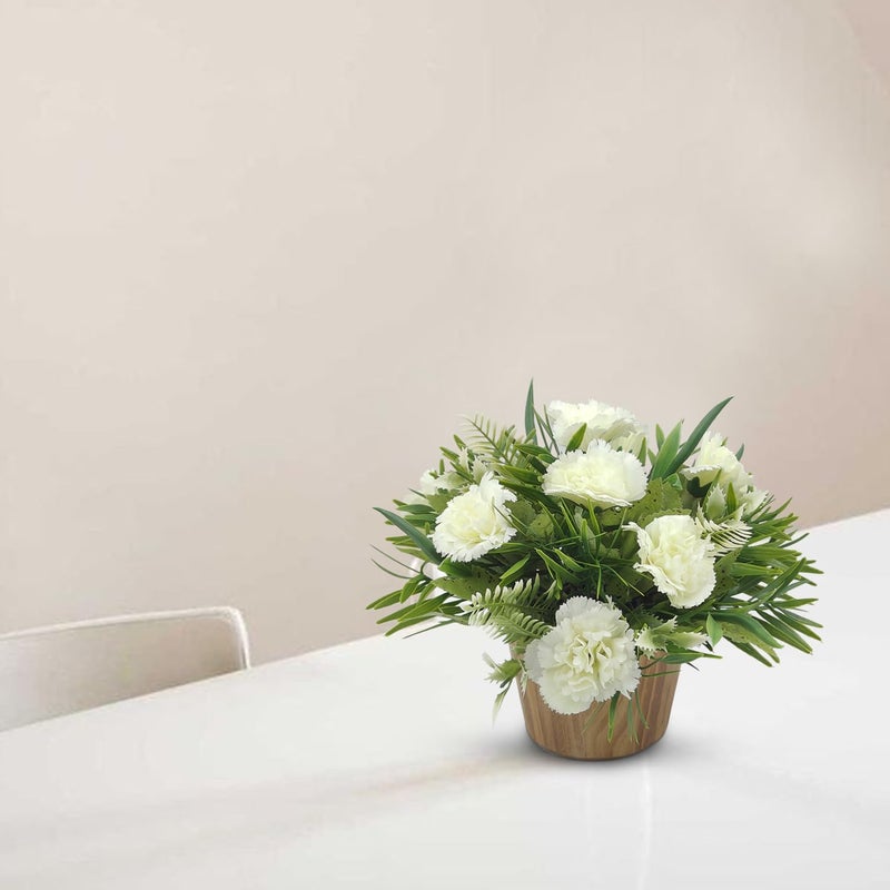 fancymart Artificial Flower Grass in Wood Pot Home Office Decor Elegant Potted Plant for TabletopShelves Enhancement - Image 2