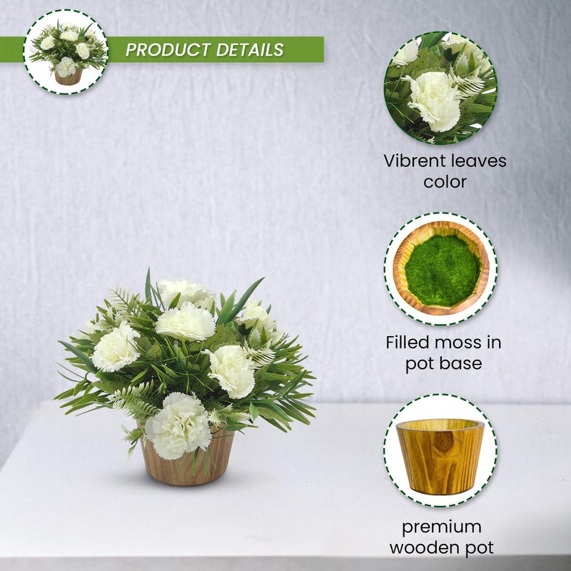 fancymart Artificial Flower Grass in Wood Pot Home Office Decor Elegant Potted Plant for TabletopShelves Enhancement - Image 3